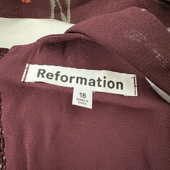 Reformation Twilight Midi Dress Size 18 Emmeline Purple Poppy Floral Tie Sleeve - Picture 7 of 12